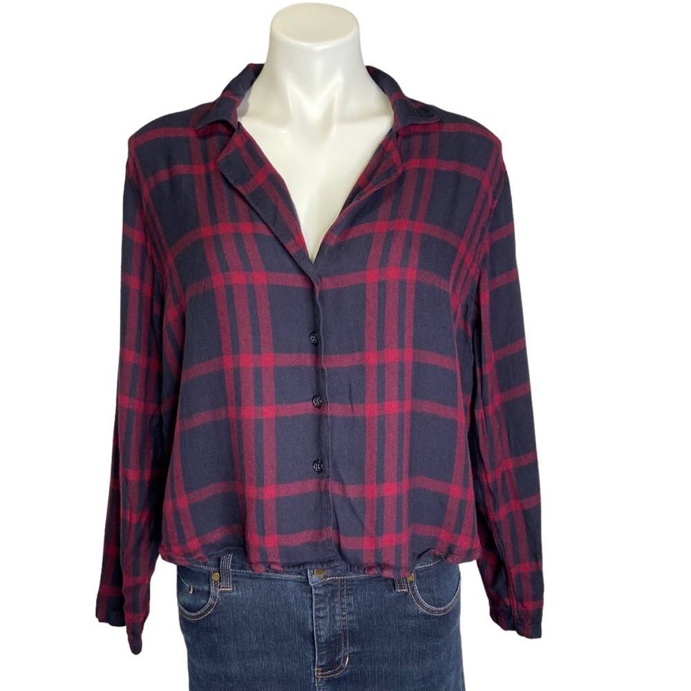 Rails Navy and Red Plaid Button Down Shirt